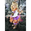 Halloween White Baby Pettitop Witch Pumpkin Ghost Lacing & Sparkle Hat Nightmare Before Christmas Jack Print & Dark Purple Witch Pumpkin Ghost Trimmed Newborn Pettiskirt NG1839